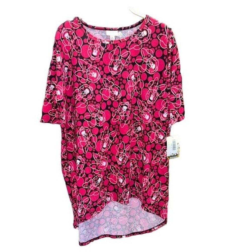 S Tunic Hi Low Blouse Disney Minnie Mouse Black Pink Polk Dots NWT LuLaRoe Irma